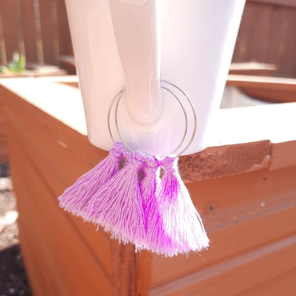 Lilac Cotton Tassel Hoop Earrings 16$